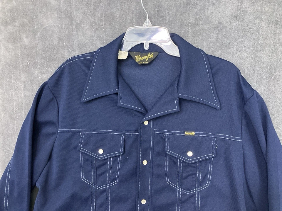 De Colección Años 70 Wrangler Western Rodeo Traje de Ocio Chaqueta Para Hombres XL Perla Snap Poli EE. UU. Foto 3 de 4
