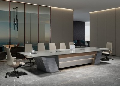 Großer grauer Konferenztisch 600x180x75 cm   modern und elegant