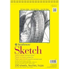 Strathmore 300 Series Sketch Paper Pad, Wire Binding, 9x12 inch, White 100 