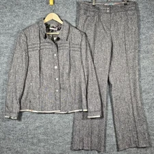 Basler Wool Blend Gray Pantsuit Set Blazer 46/16 Pants 44/14 NWT $1079