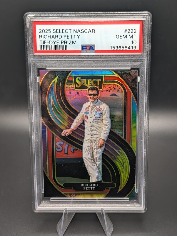 2025 Select Racing #222 - Richard Petty Trackside Tie Dye Prizm /25 - PSA 10 Gem