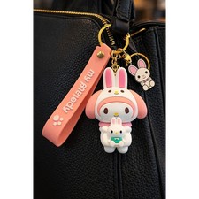 MY MELODY SANRIO Keychain Wristlet Bunny Charm Pink Silicone