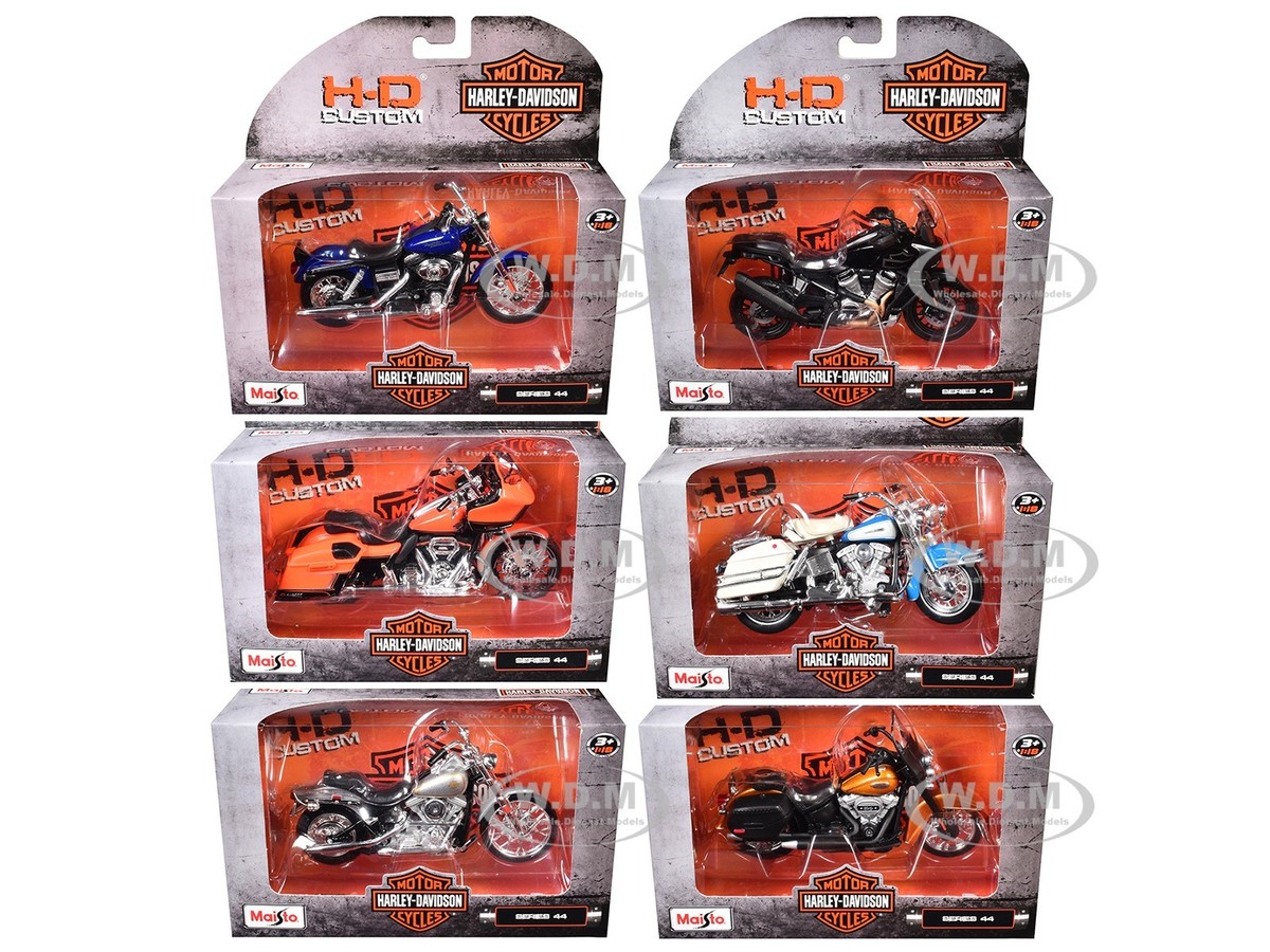 6 PIECE HARLEY-DAVIDSON MOTORCYCLE SET SERIES 44 1/18 DIECAST BY