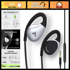 Open-Ear Wired Earbuds with Mic  Over-Ear Hook for Large Ears - Ideal for Offic