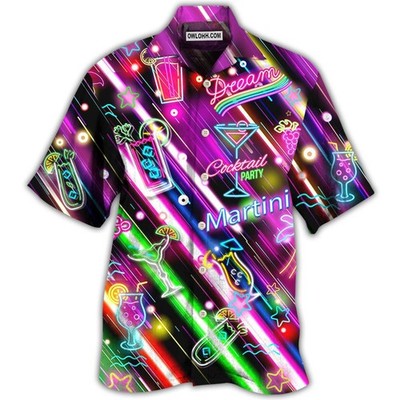 Cocktail Martini Happy Hour Stunning Style Hawaiian Shirt, Short Sleeve Unisex