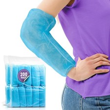 Blue Disposable Arm Sleeves Lightweight PP Elastic 200 Count 18 in 30 gsm