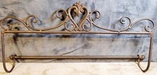 Vintage wrought iron black scroll wall mount towel bar 24' x 12"