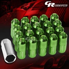 JDM GREEN 20PCS M12X1.25 20MM OD 50MM TALL CLOSED END ALUMINUM LUG NUTS+ADAPTER