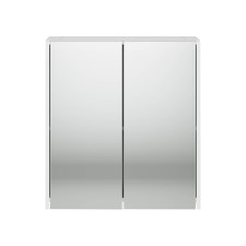 2 Door Wall Mounted Mirror Cabinet Gloss White Bathroom Storage Unit, 600mm
