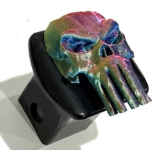 Violent Realistic Skull Punish in 3d - Black with Zinc Color 2 inch Trailer Skel