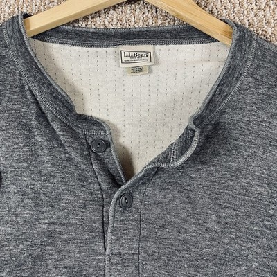 LL Bean River Driver Henley Shirt Mens XL Tall Wool Blend Gray Two-Layer T438