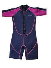 Seaskin Kid  s Shorty Wetsuit Purple  Pink Neoprene Swimsuit Girl Size 6