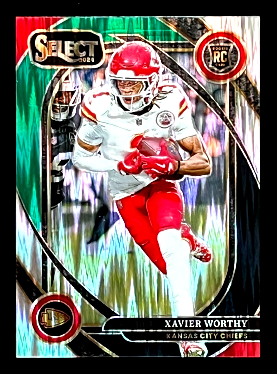 2024 Panini Select Xavier Worthy Rc Green Black Shock Prizm Club Level Chiefs #2
