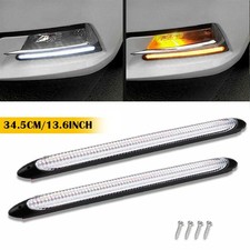 13.6in Led Daytime Running Light Strip Drl Driving Turn Signal Whiteamber Lamp
