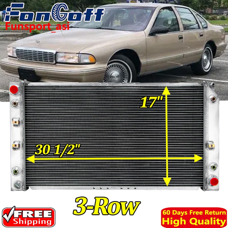 Aluminum 3-Rows Radiator For 1994-96 Chevy Caprice Impala/Buick Roadmaster 5.7L