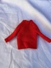 Vintage Barbie / Ken /cClone Red Knit Sweater Barbie Size Doll Top 60s 70s