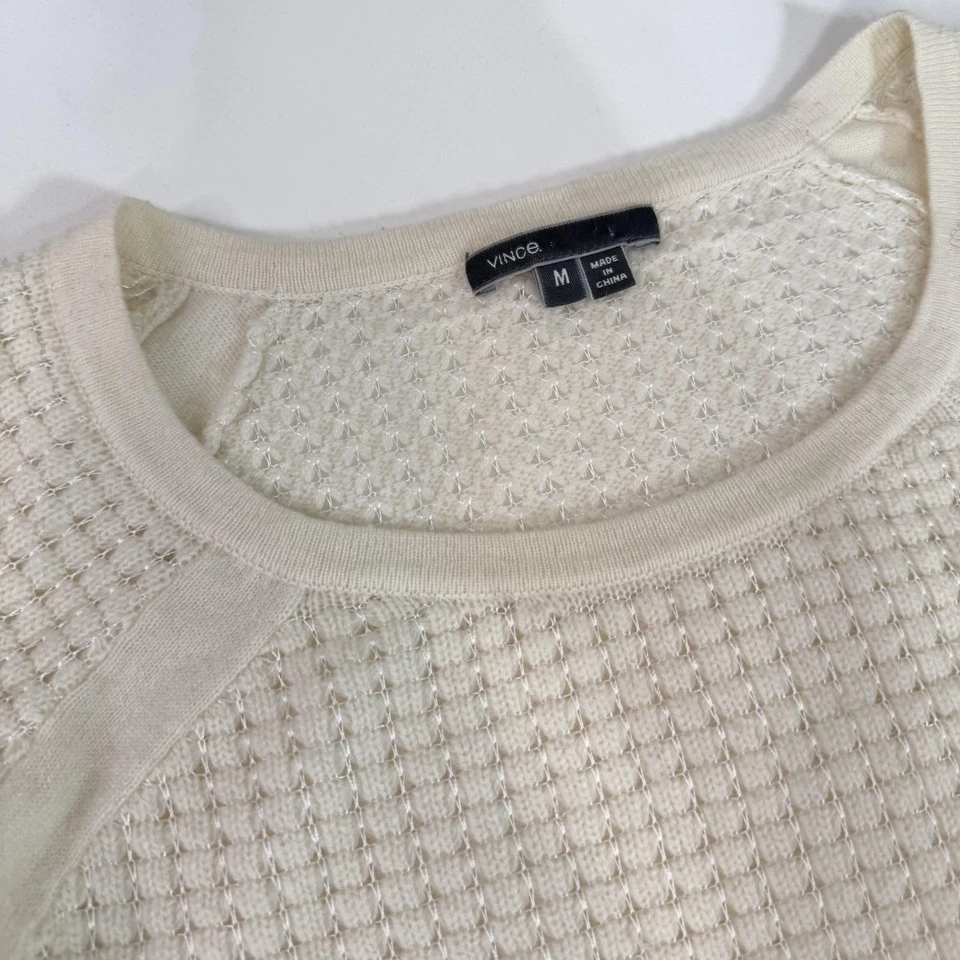 Suéter Vince Mujer Textura Mediana Tejido Waffle Pullover Cuello Redondo Foto 2 de 4