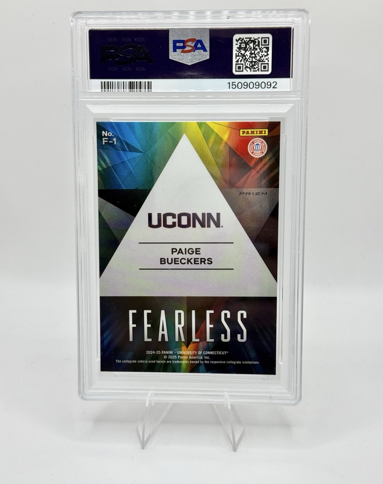 2024-25 Panini NIL UConn Paige Bueckers Prizm Fearless Holo PSA 10 Gem Mint 💎 view 2