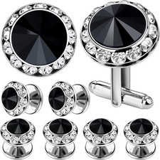Crystal Cufflinks and Tuxedo Studs for Men, Cuff Links Suits for Shirt Formal Dr