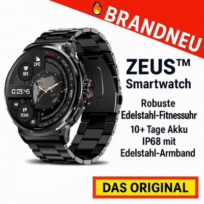ZEUS  Smartwatch   Robuste Edelstahl Fitnessuhr, 10+ Tage Akku, IP68 mit Black 