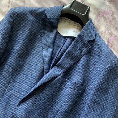 $2.1K CORNELIANI (50eu/40us) Wool Veil Checkered Blazer Jacket Coat Blue. Italy