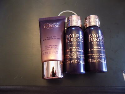 Baylis Hardding England 3 Lot Set Wild Fig Pomegranate Hand Lotion Wash Bubble