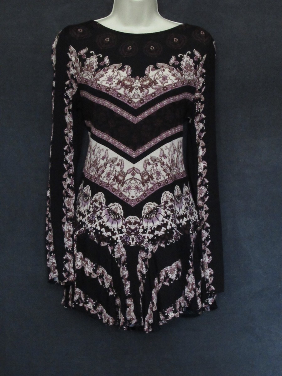 free people backless mini dress Smooth Talker Black Burgundy Boho Floral Top Pink Sleeveless Dress - Machine wash cold Basildon Women's size:16
