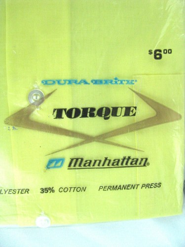 Manhattan Torque Kurzarm Hemd mit Knopfleiste gelb USA 15 1/2 Vintage neu aus altem Lagerbestand - Bild 3 von 4