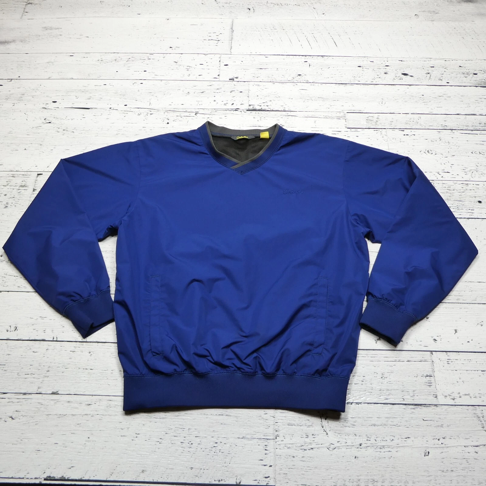 Cabelas Windbreaker Jacket Size Medium Blue Mesh Lined Pullover Windshirt