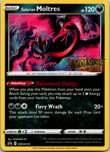 Galarian Moltres X Rainbow Foil Fan Art Card Hp750 Flery Flame