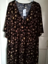 Dress Black XL Floral Faux Wrap Front Long Polyester Stretch Summer HEMA