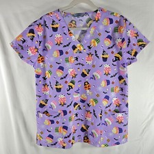 Serene Uniforms Scrub Top Halloween Size M Purple