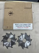 Laguna Tools Carbide Tip 80mm X 2.8 X 20mm X 20 Tooth Split Scoring Saw Blade