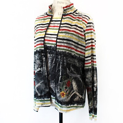 Damee, Inc. Zipper Bejeweled Embellishments Jacket & Top Set Large