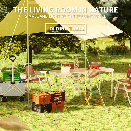 NEW FOLDING CAMPING TABLE ALUMINIUM PICNIC PORTABLE ADJUSTABLE PARTY BBQ OUTDOOR - Picture 9 of 12