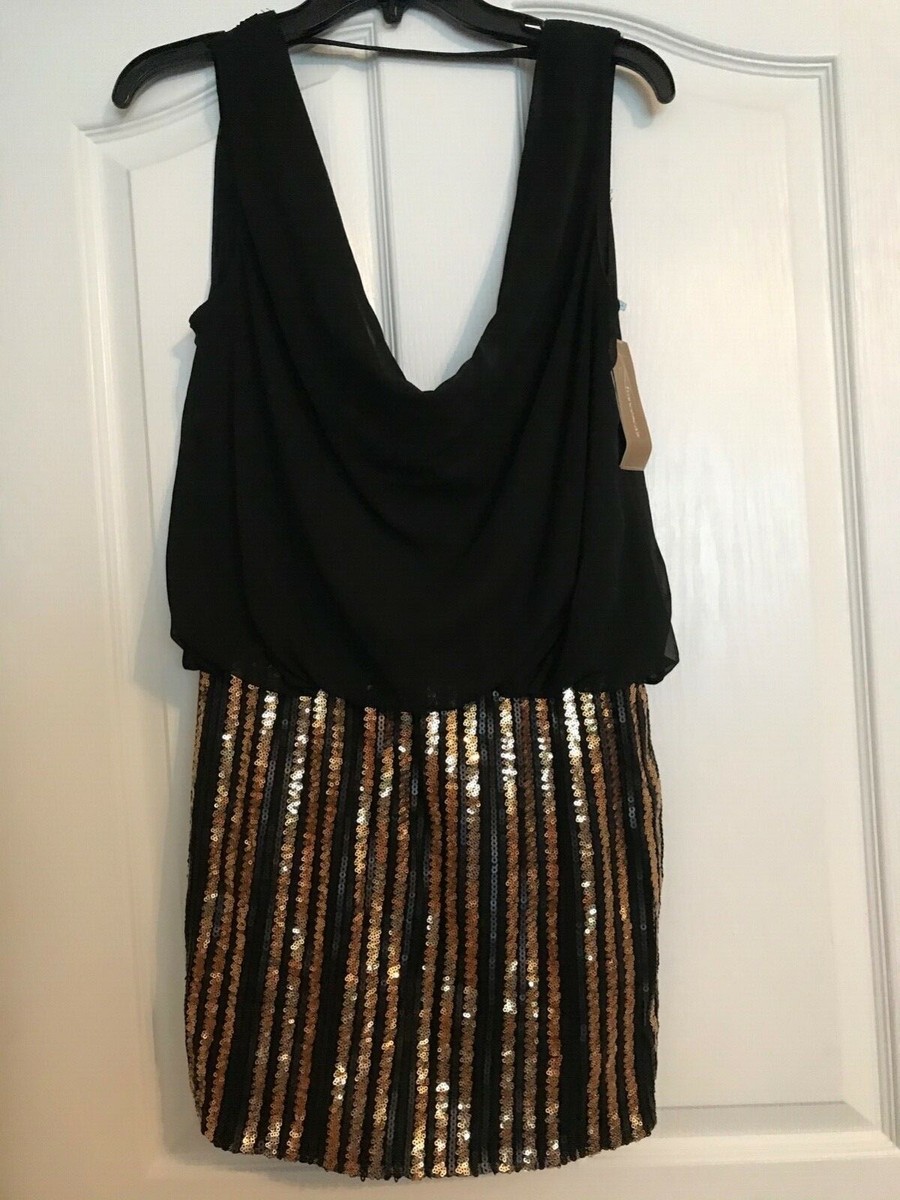 Franceska's gold black sequin dress NWT sz M