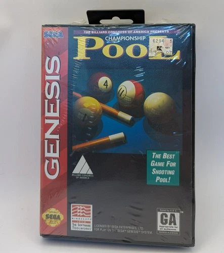 **FACTORY SEALED** Championship Pool (Sega Genesis, 1993) NEW Some Plastic Wear