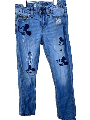 Gap Disney Blue Jeans Girls Mickey Mouse Boyfriend Regular Size