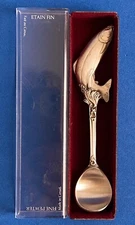 Boma Souvenir Spoon Canada Salmon Fish Fine Pewter New With Case Collectible