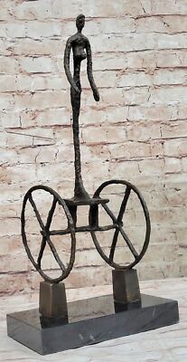 Rare Artwork Abstract Modern Art Le Chariot Handmade Masterpiece Bronze Figure