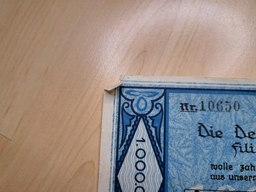 Scheck Deutsche Bank Leipzig 1 Million Reichsmark Inflationsgeld - Bild 5 von 8