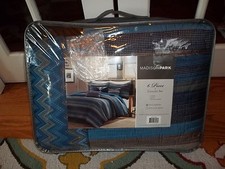 NIP Madison Park Cabrillo Multi Color Striped Full Queen Coverlet Set 6pc