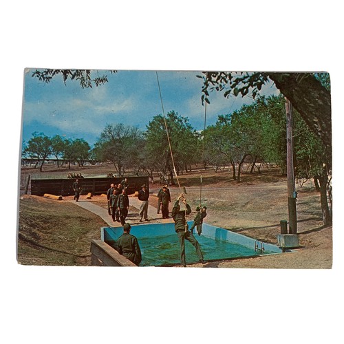 San Antonio TX Lackland Air Force Base Photo Postcard Rope Swing obstacle course - Picture 1 of 2