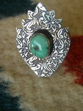 VINTAGE #8 TURQUOISE AND STERLING RING SIZE 6