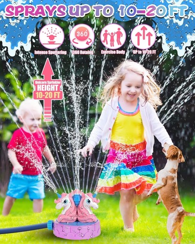 Unicorn Water Sprinkler Toy 360° Rotating Outdoor Summer Yard Fun for Kids 3+ Au - Picture 2 of 6