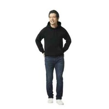 Gildan Hooded Sweatshirt Men's S Black Long Sleeve Pouch Pocket Cotton Blend