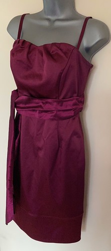 Coast Raspberry Pink Satin Belted Wiggle Dress Size 8 Cocktail Party - Picture 12 of 12