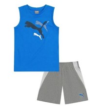 PUMA BOYS OUTFIT - 231 BLUE GREY SZ 5 - BASKETBALL SOCCER SHIRT SHORTS SET 2