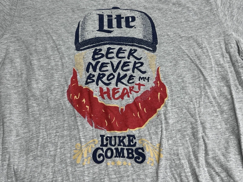 Camiseta gráfica Luke Combs Miller Lite talla M 2023 Beer Never Broke My Heart Foto 3 de 4