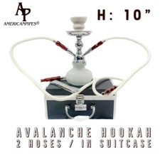INHALE®️10 INCH 2 HOSE AVALANCHE  SMALL PUMPKIN HOOKAH IN A HARD SUITCASE(white)